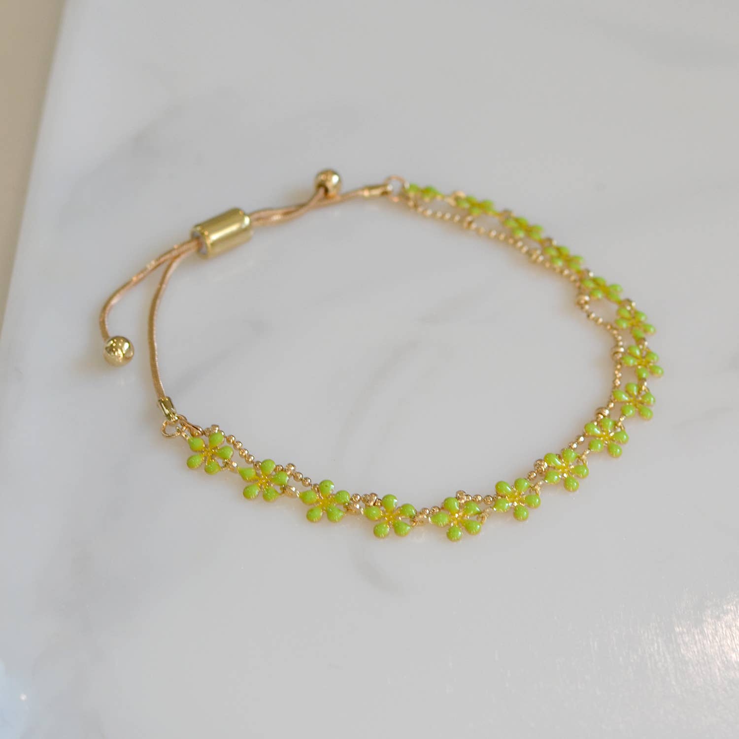 Color Epoxy Enamel Flower Adjustable Chain Bracelets StarryNYC