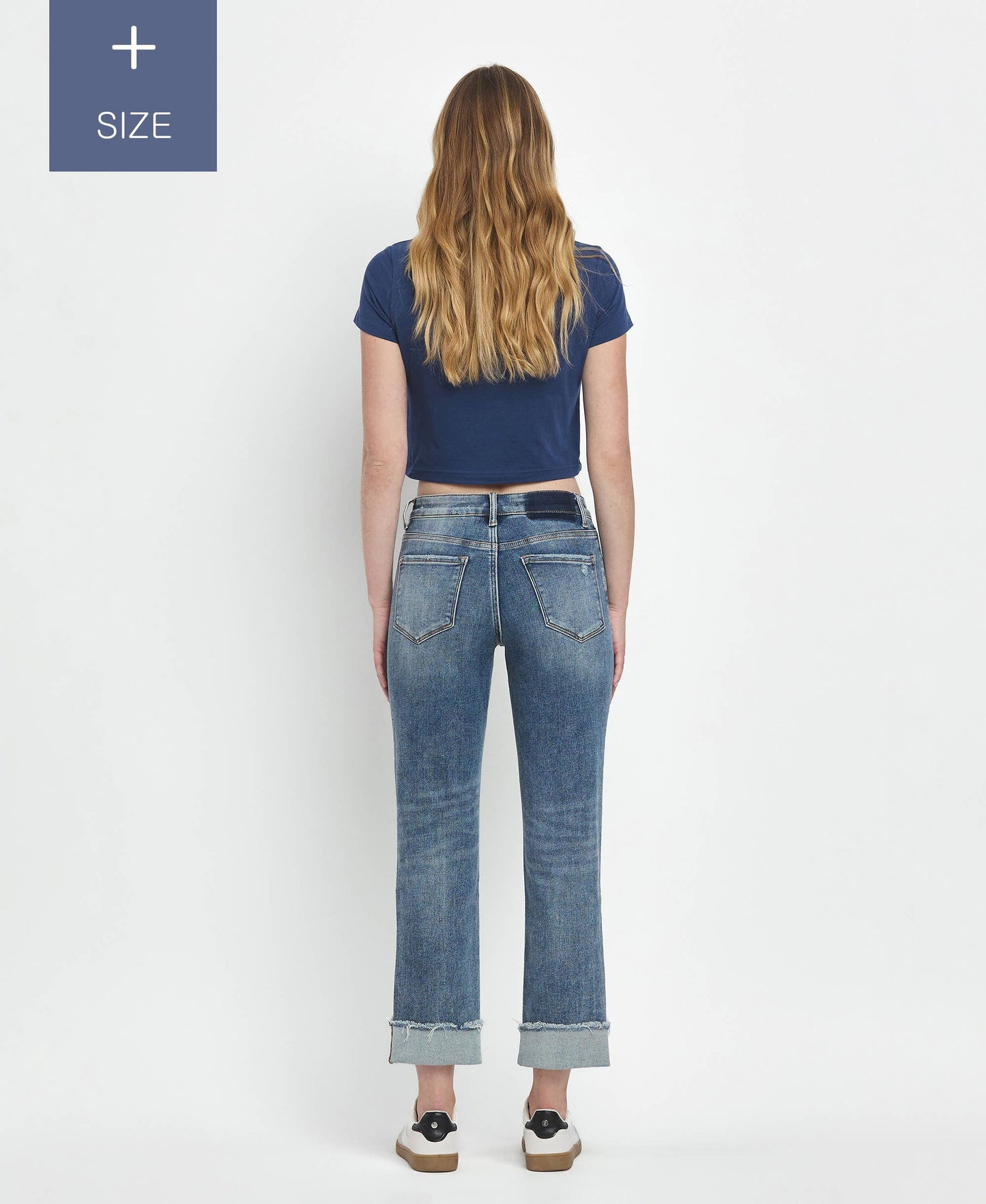 PLUS SIZE HIGH RISE CUFFED STRAIGHT JEANS LV1160-P Lovervet by VERVET