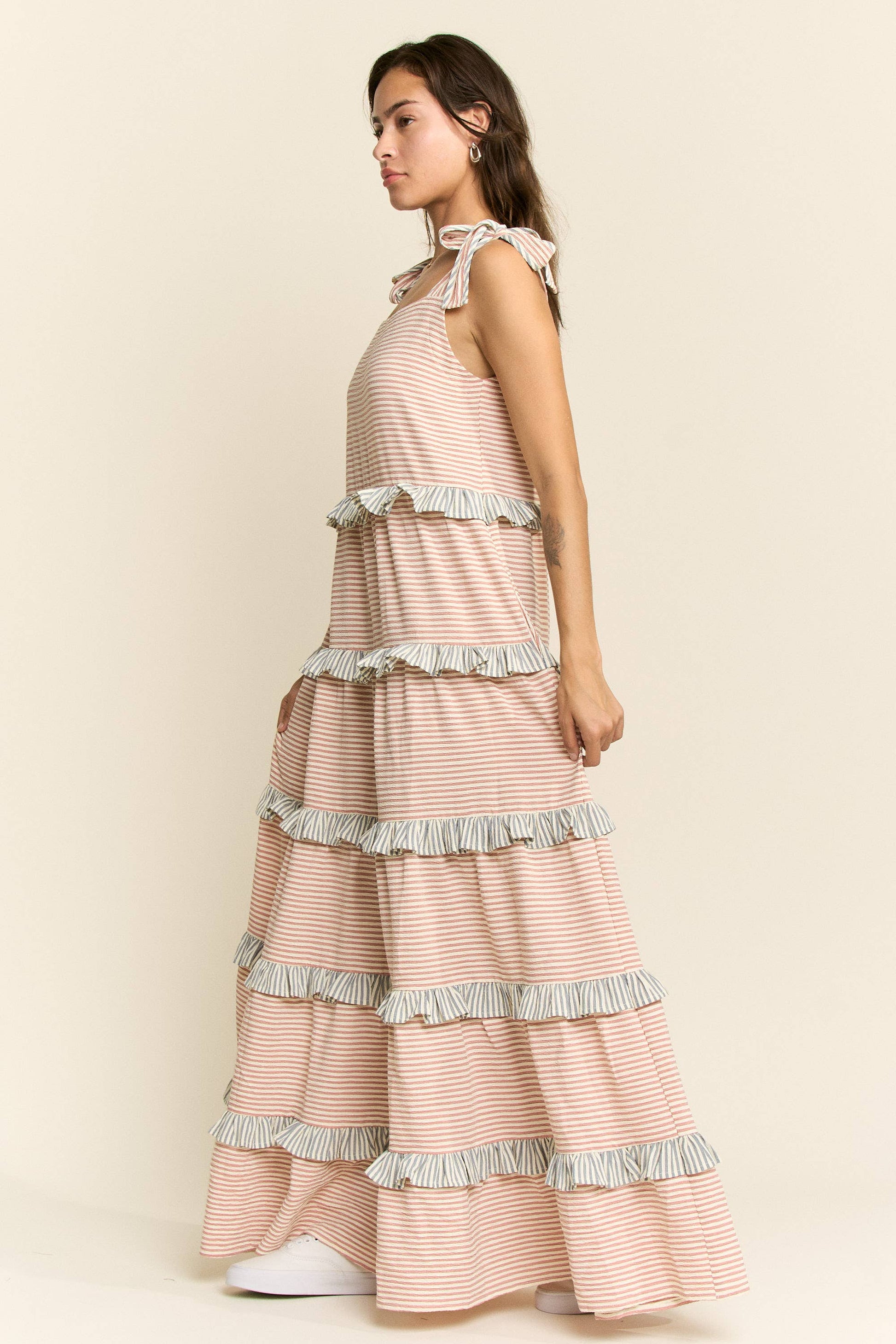 JADE BY JANE - STRIPED TWO TONE TIERED MAXI DRESS - 926 West