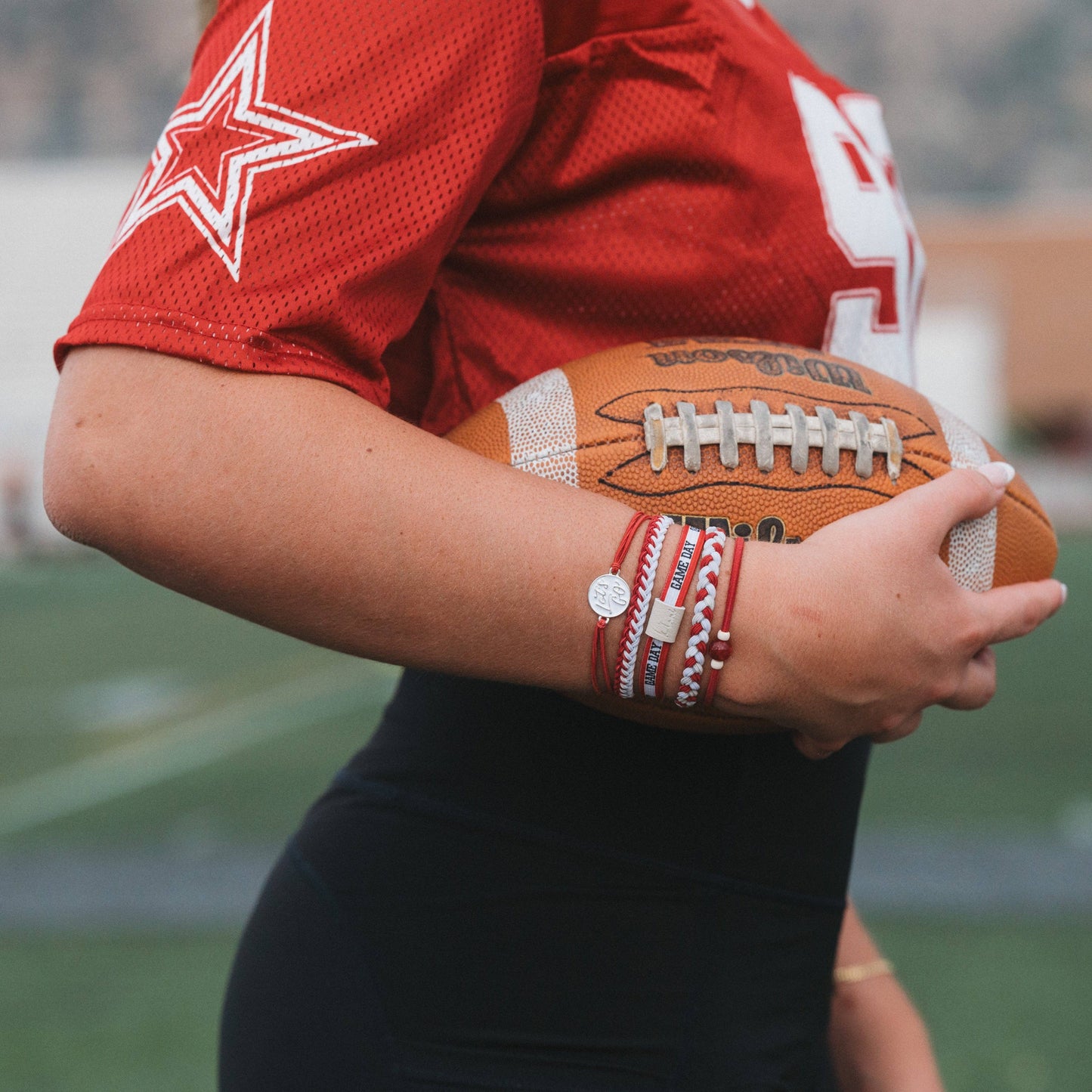 "Game Day" Crimson & White Hair Tie Bracelets