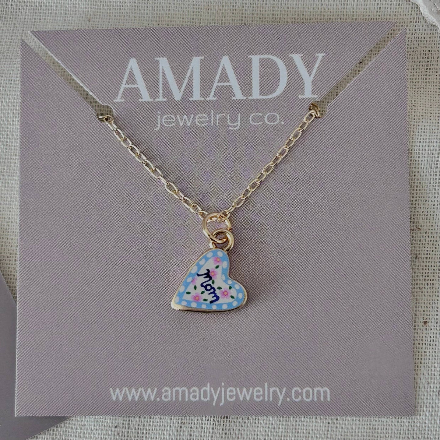 Mom Heart Pendant Necklace | 18K Gold | Mother's Day Gift