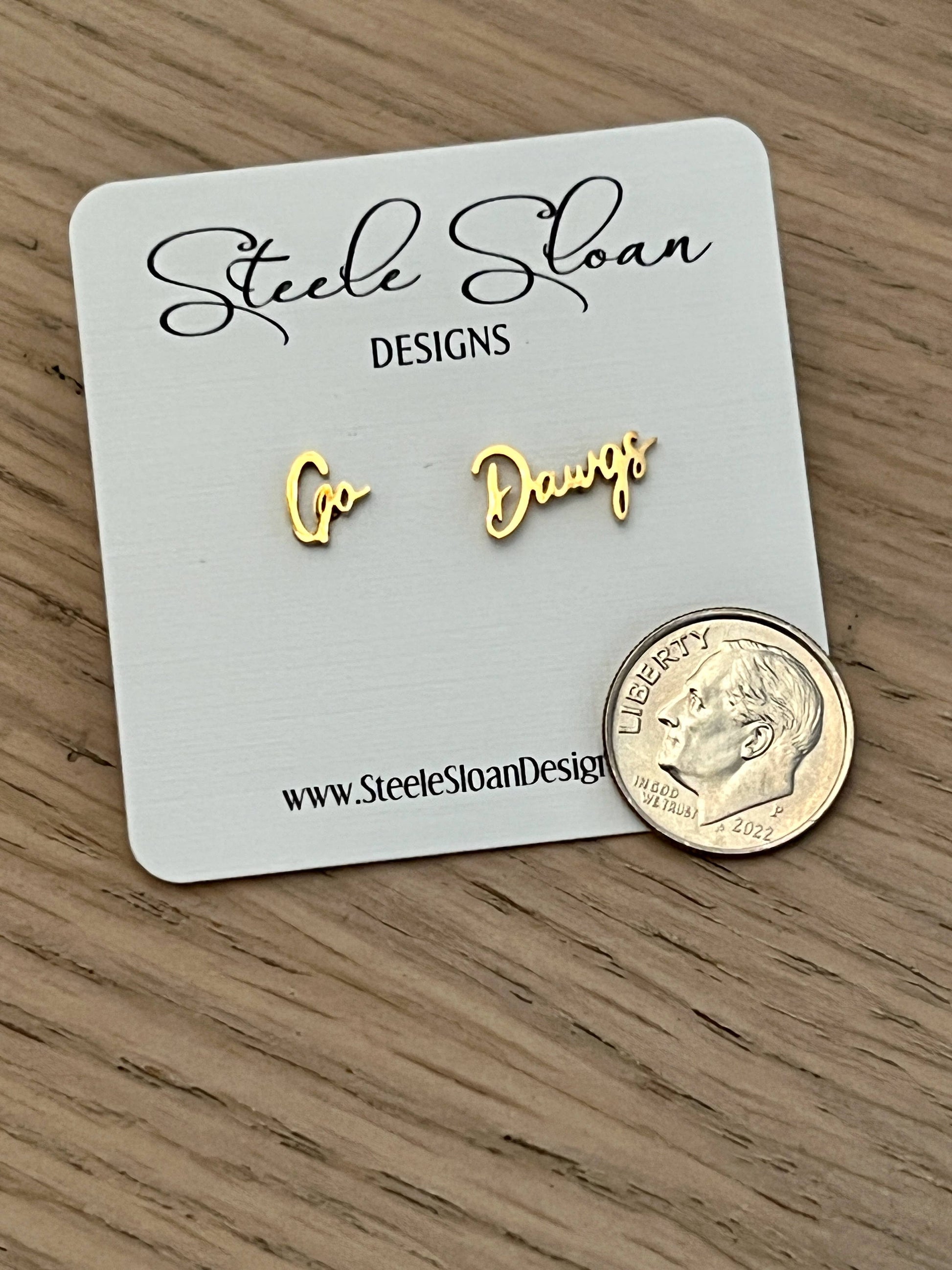 Go Dawgs Cute Game Day Gold Stud Earrings Dawgs Fans Steele Sloan Designs