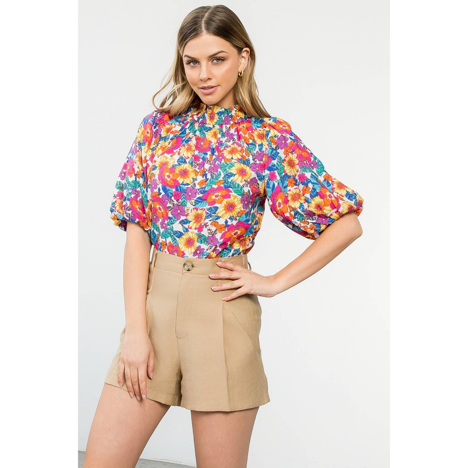 Puff Sleeve Floral Top THML