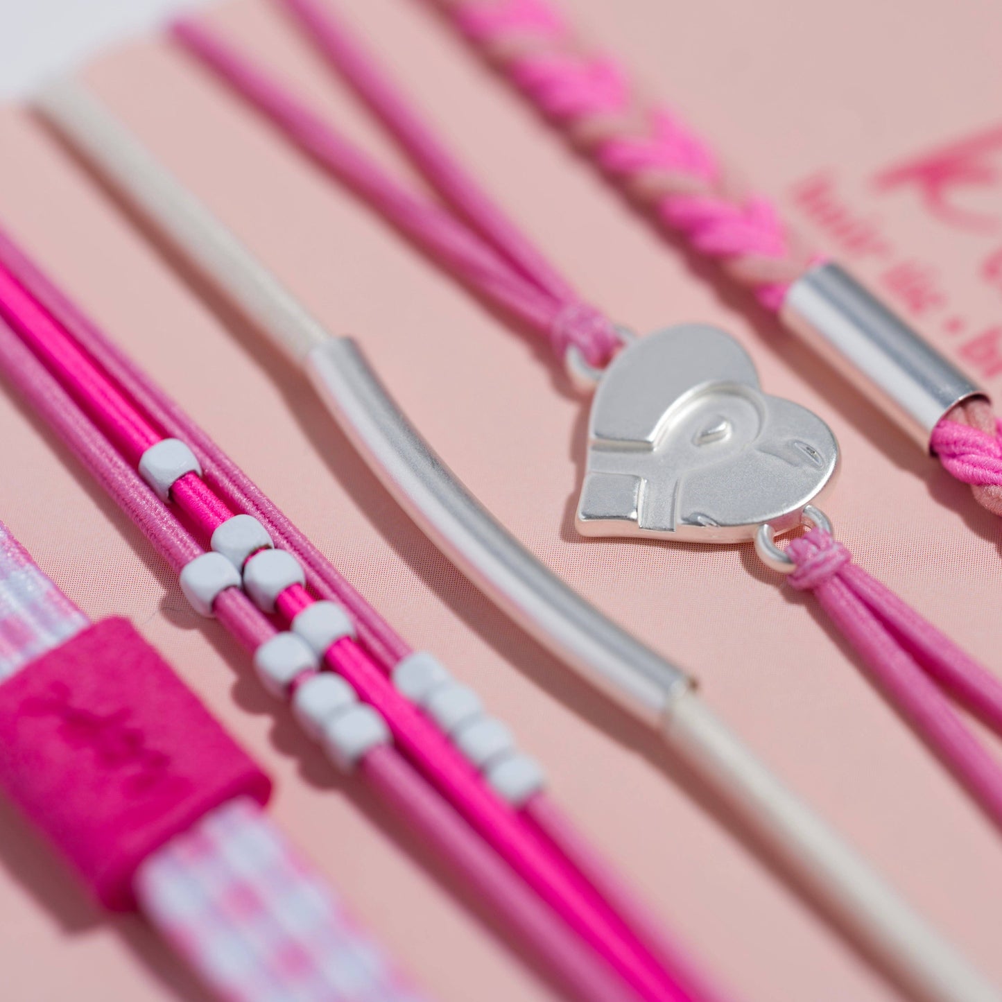 "Hope" Silver and Pink Breast Cancer Awareness Hair Tie Bracelets