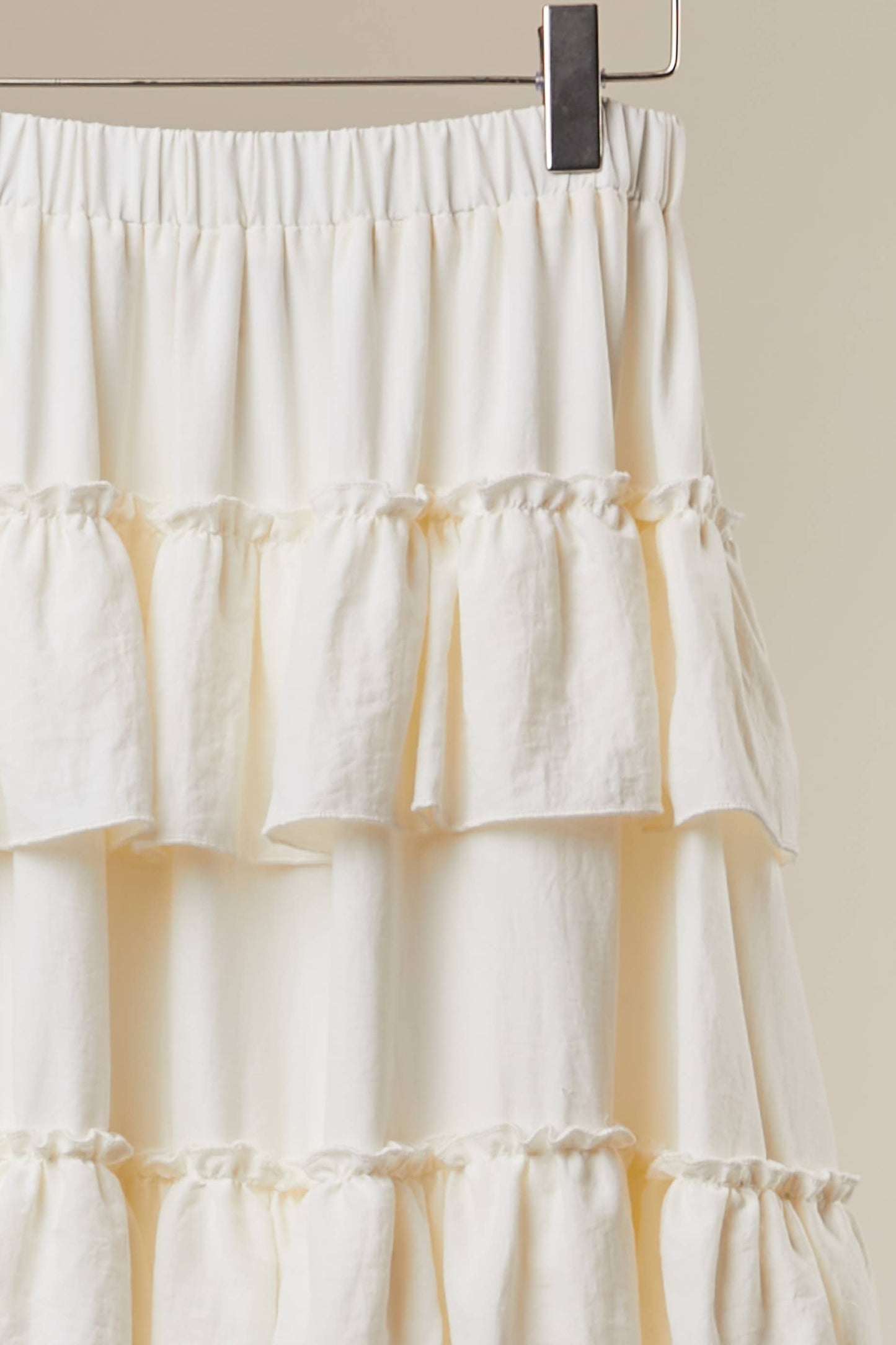 Mello - Ivory Tiered Ruffle Skirt | Feminine Flowy Midi Skirt - 926 West