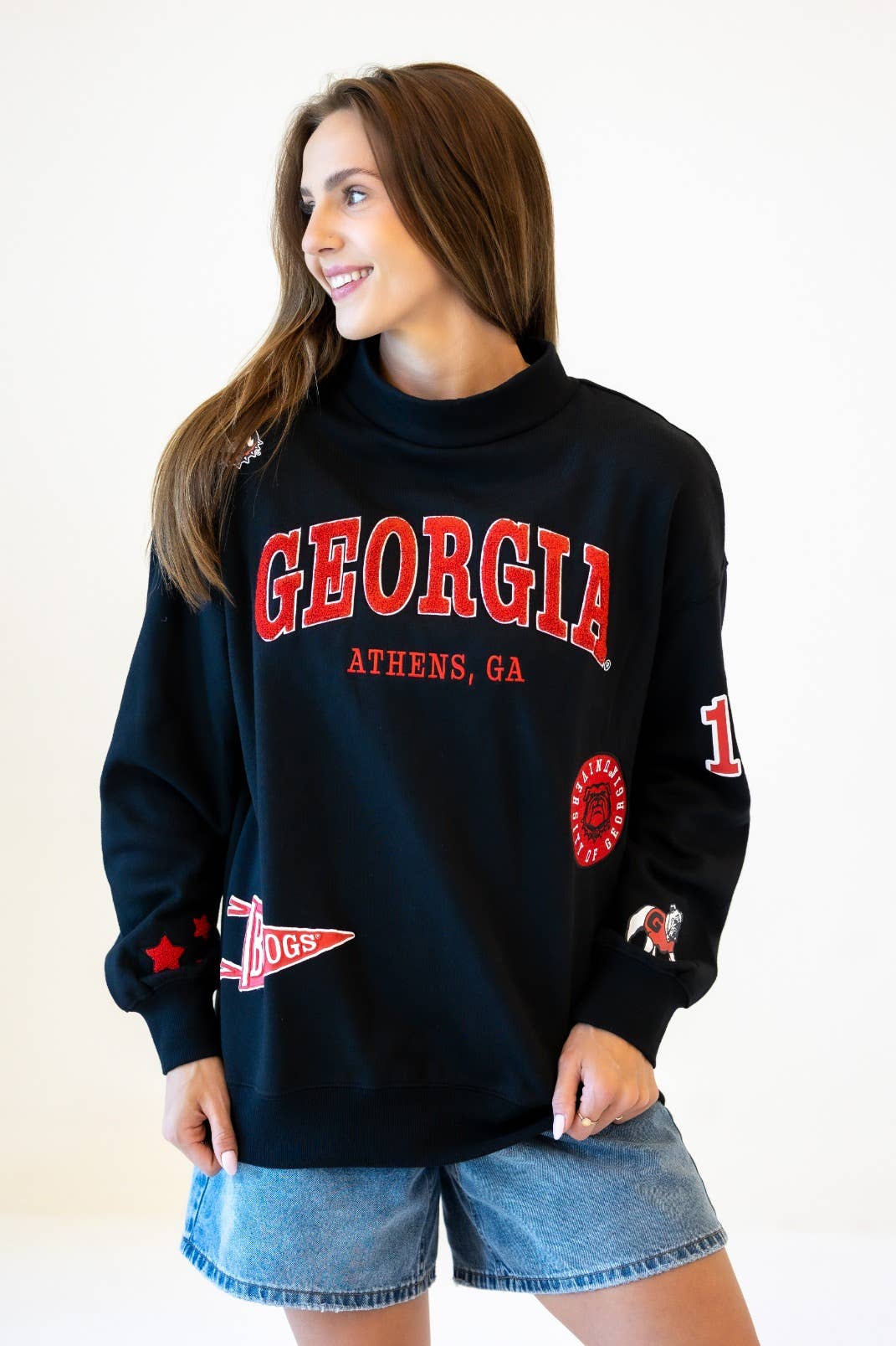 Georgia Allover Scatter Oversized Funnel-Neck Top | Officially Licensed