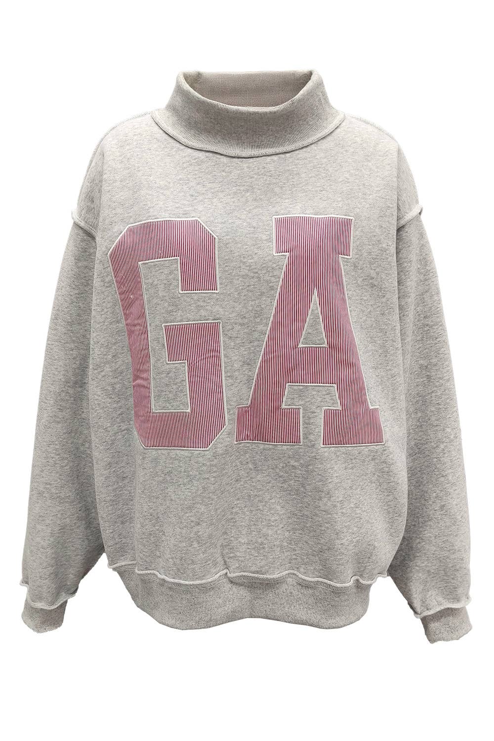 'GA' GEORGIA Embroidered Mock Neck Sweatshirt
