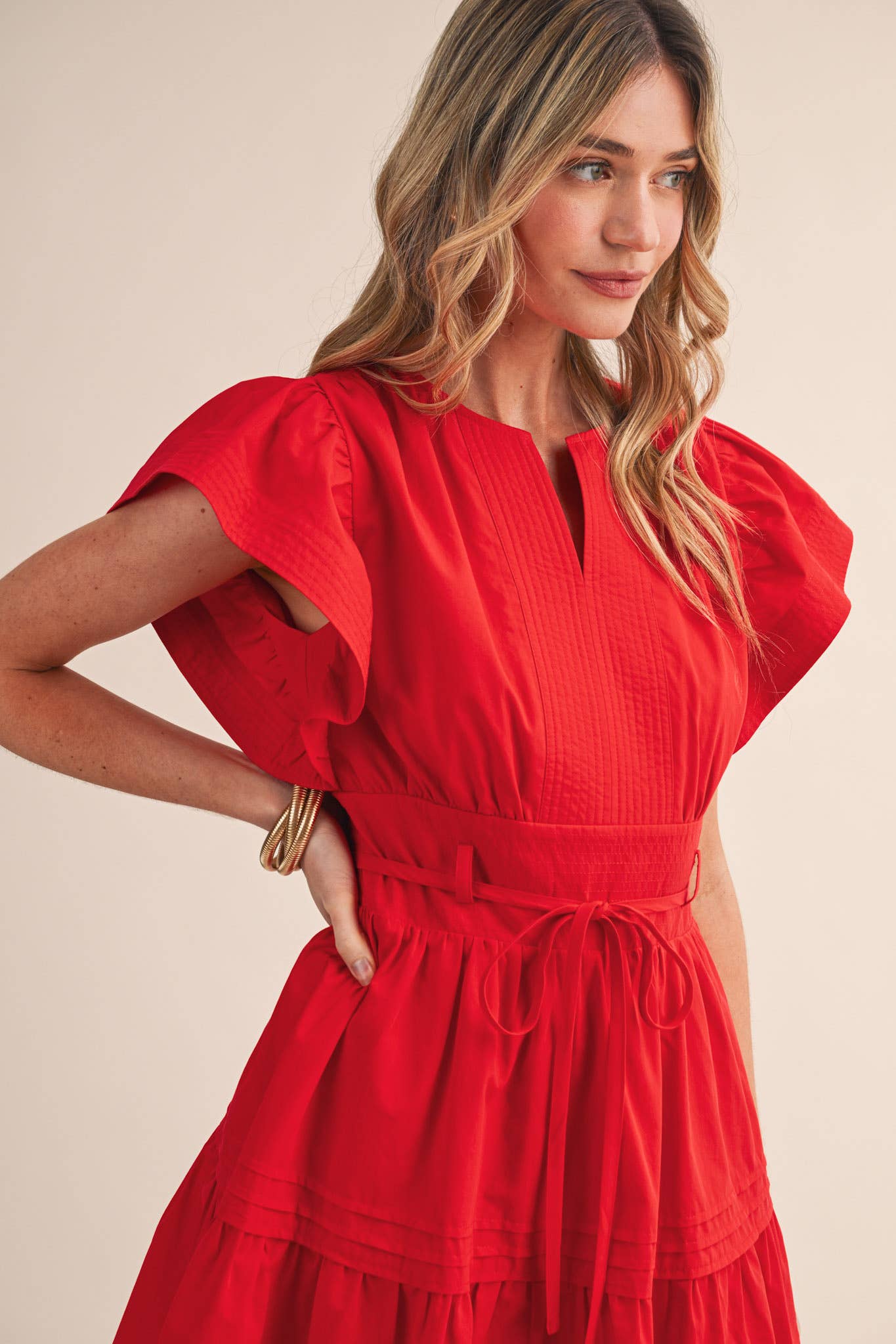 & MERCI EMBROIDERED SEAM PIN TUCK DETAIL MINI DRESS - 926 West