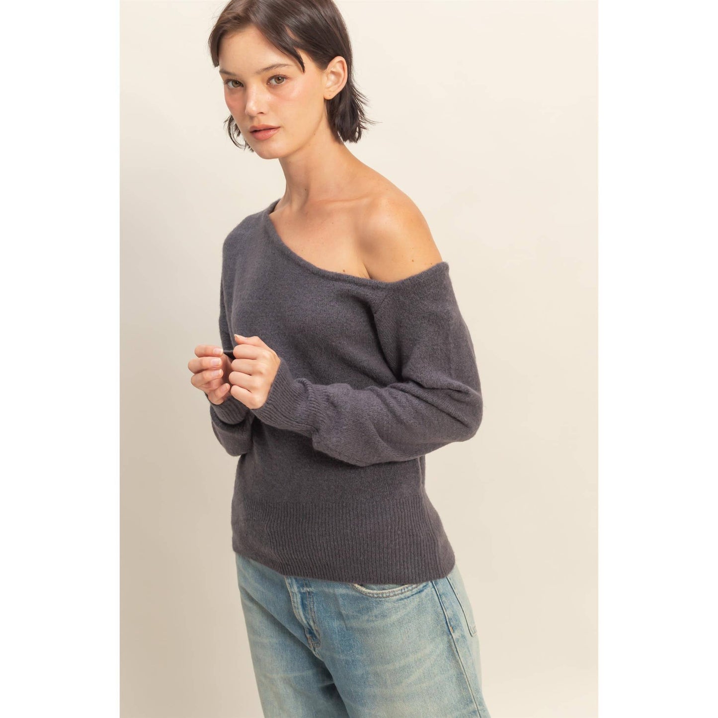 Asymmetric Off-Shoulder Sweater HYFVE