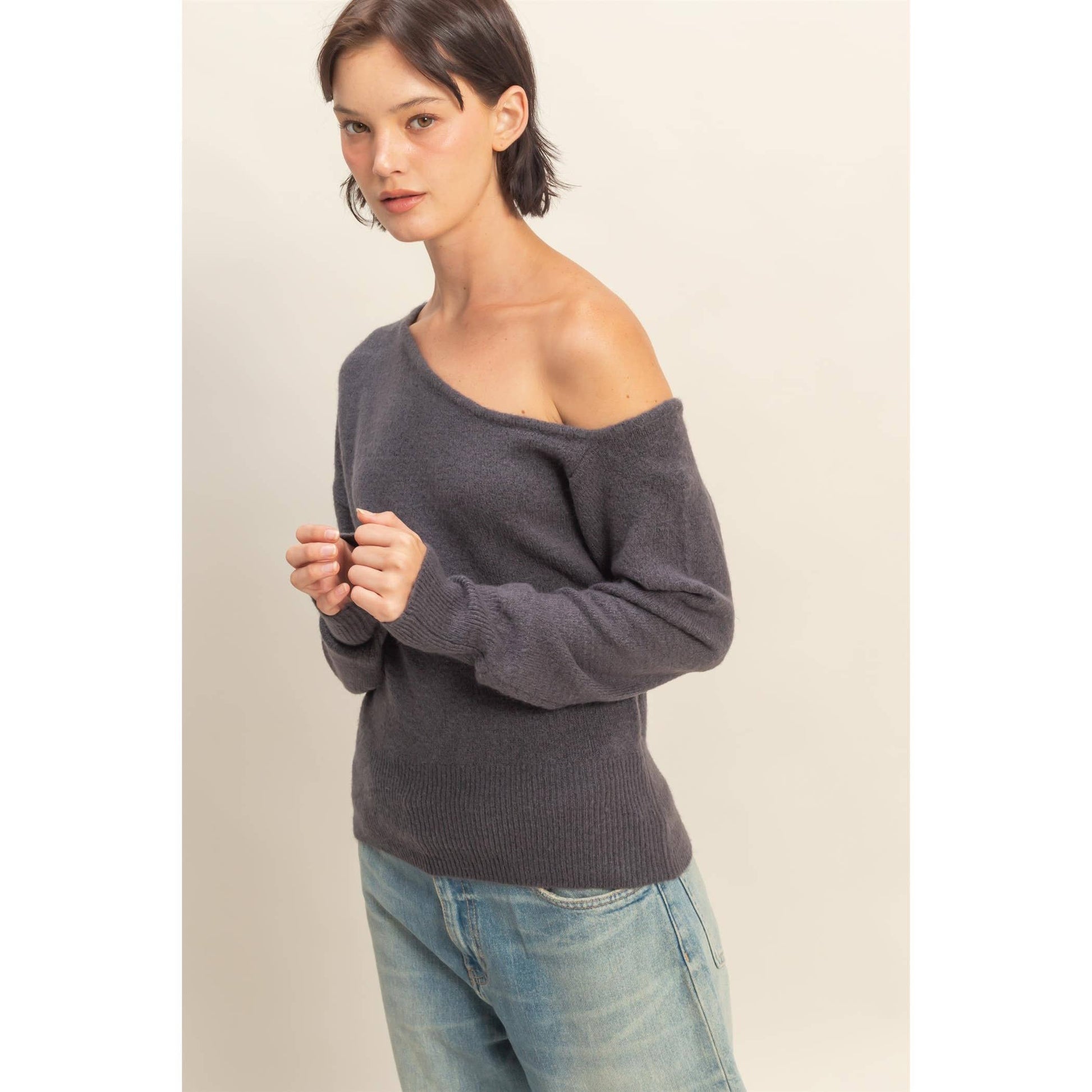 Asymmetric Off-Shoulder Sweater HYFVE