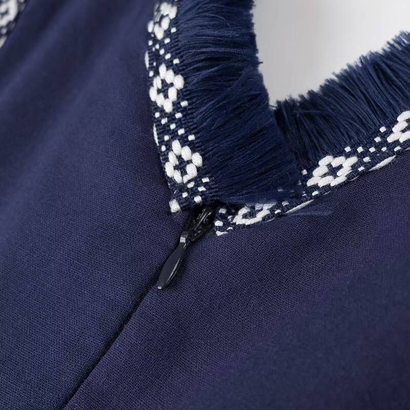 FINAL SALE- MOLLY V-Neck Tassel Panels With Swing Maxi Dresses Rosa Clothing