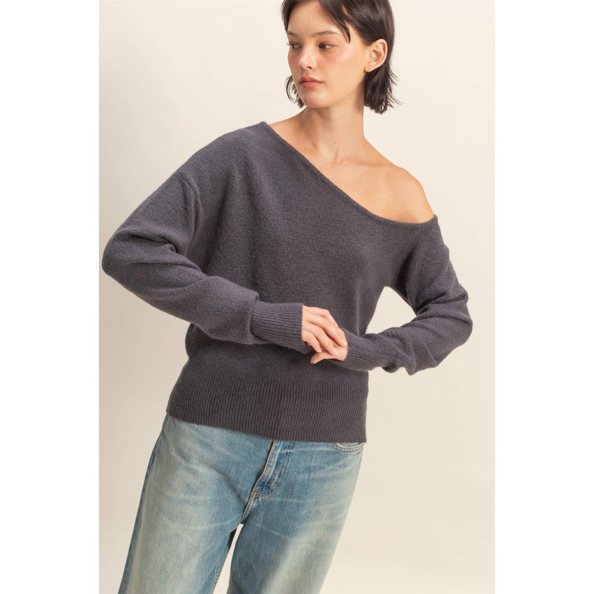 Asymmetric Off-Shoulder Sweater HYFVE