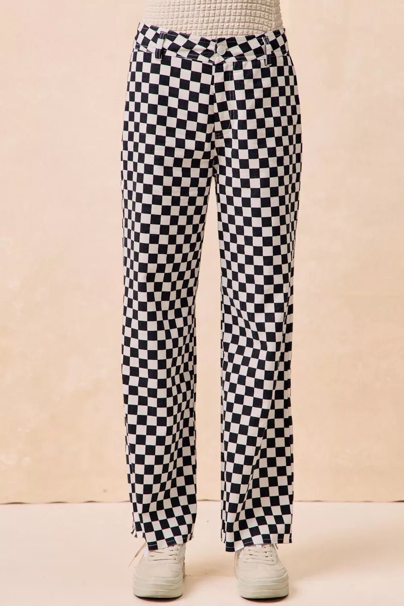 BiBi Gameday Theme Checkered Printed Pants - 926 West