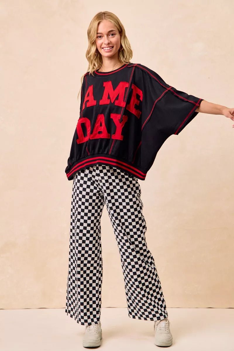 BiBi Gameday Theme Checkered Printed Pants - 926 West