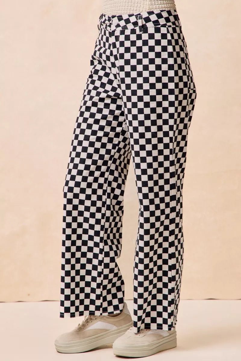 BiBi Gameday Theme Checkered Printed Pants - 926 West
