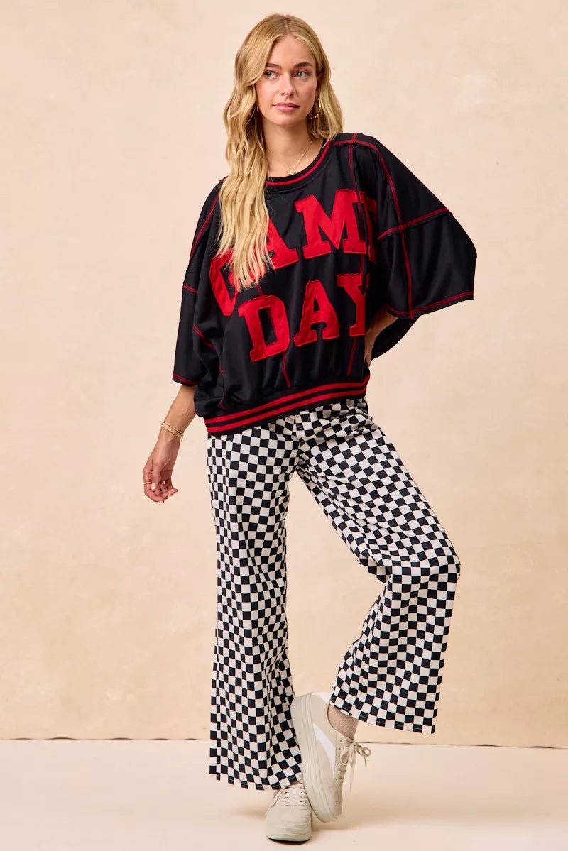 BiBi Gameday Theme Checkered Printed Pants - 926 West