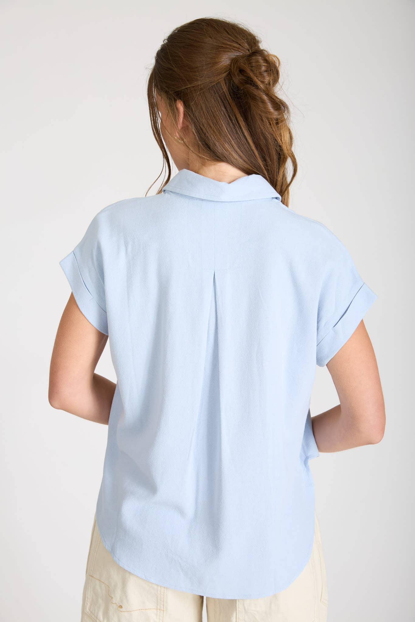 Blu Pepper Collared Split Neck Linen Top - 926 West