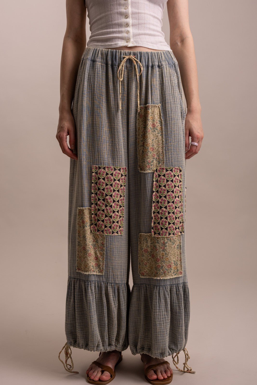 Bluevelvet Patchwork Bubble Hem Pants - 926 West