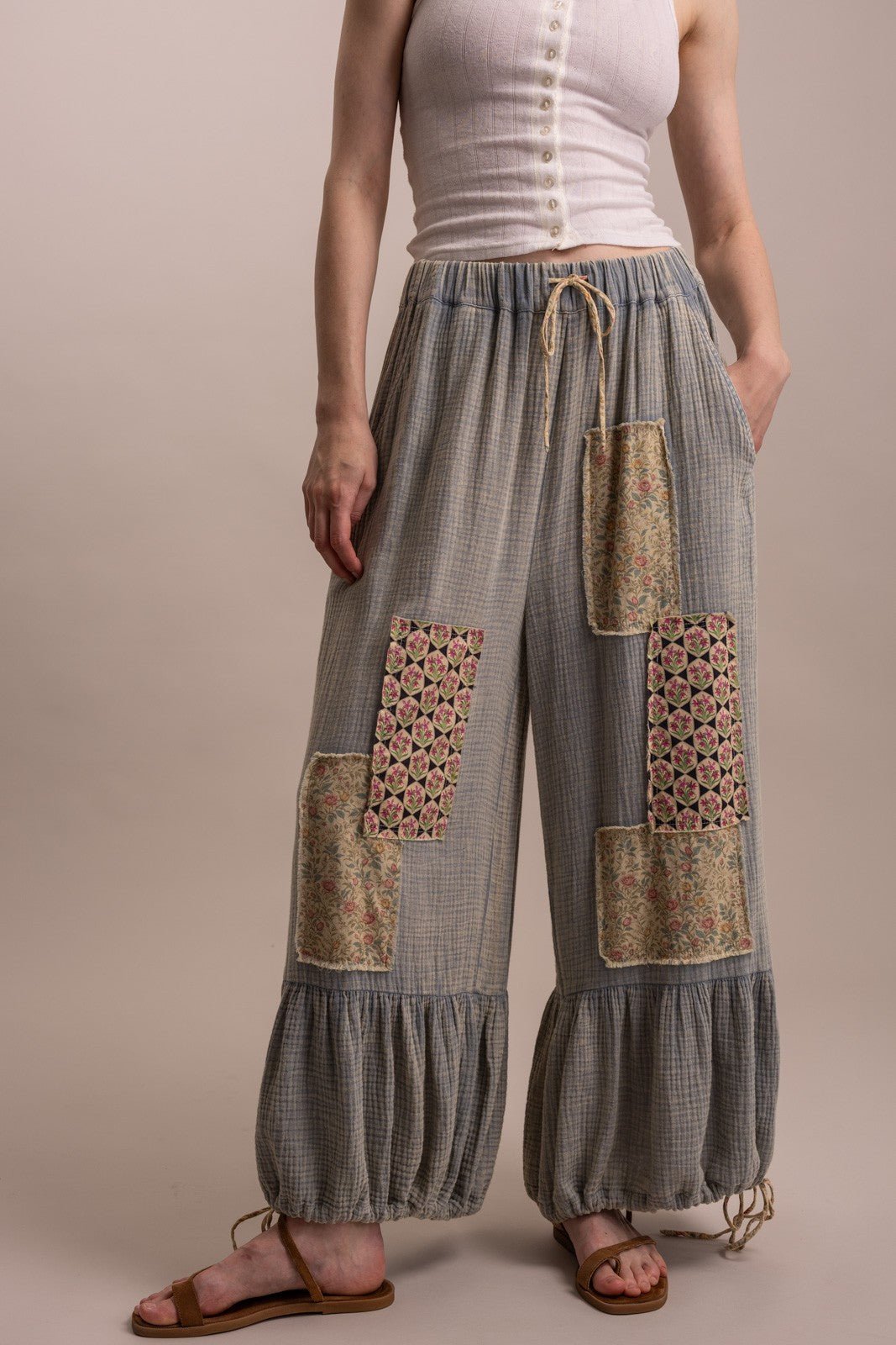 Bluevelvet Patchwork Bubble Hem Pants - 926 West