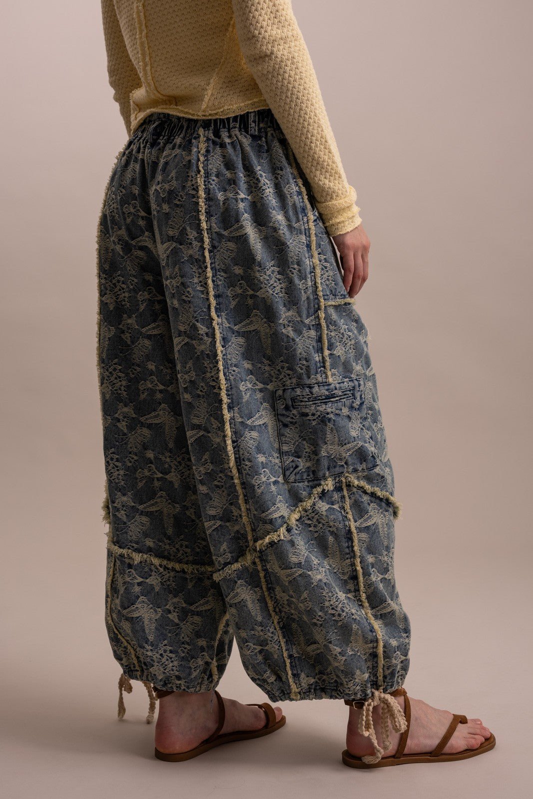 Butterfly Print Denim Balloon Pants | Relaxed Fit - 926 West