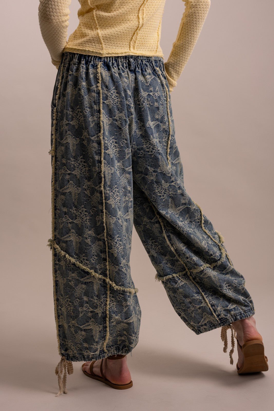 Butterfly Print Denim Balloon Pants | Relaxed Fit - 926 West