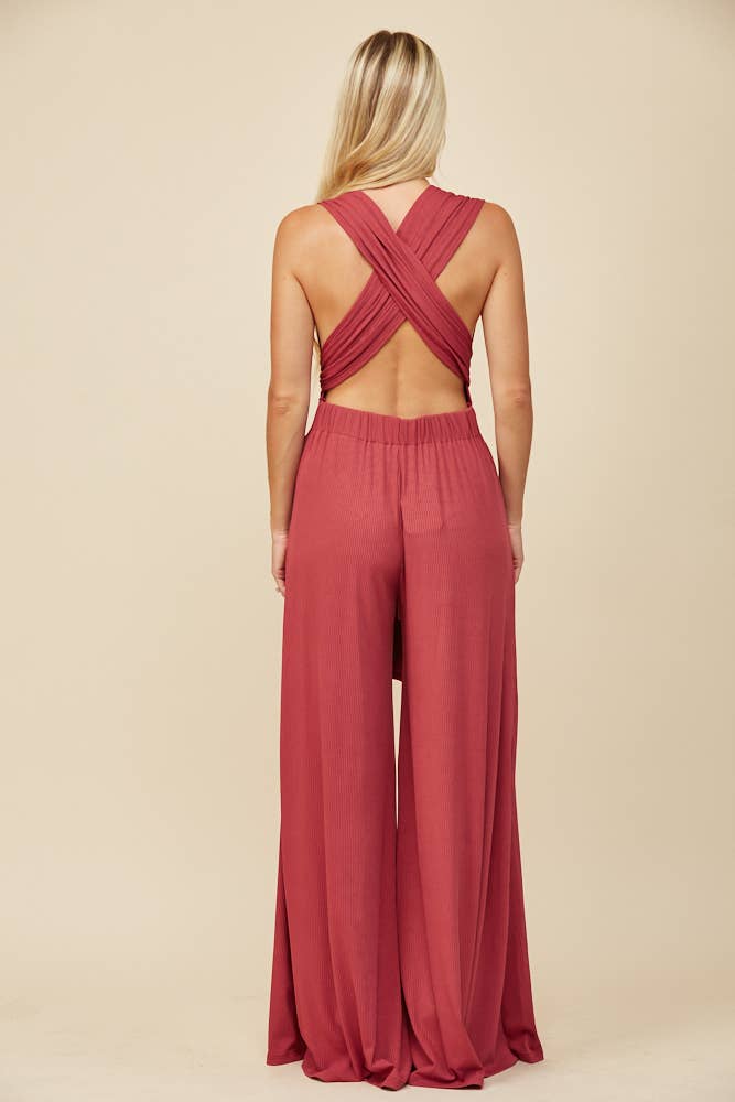 BOHO RIBBED MAGIC MULTIWEAR JUMPSUIT - MARSALA 926 WEST