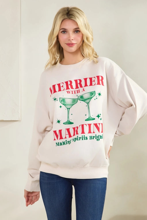Merrier with A Martini, Graphic Sweatshirt