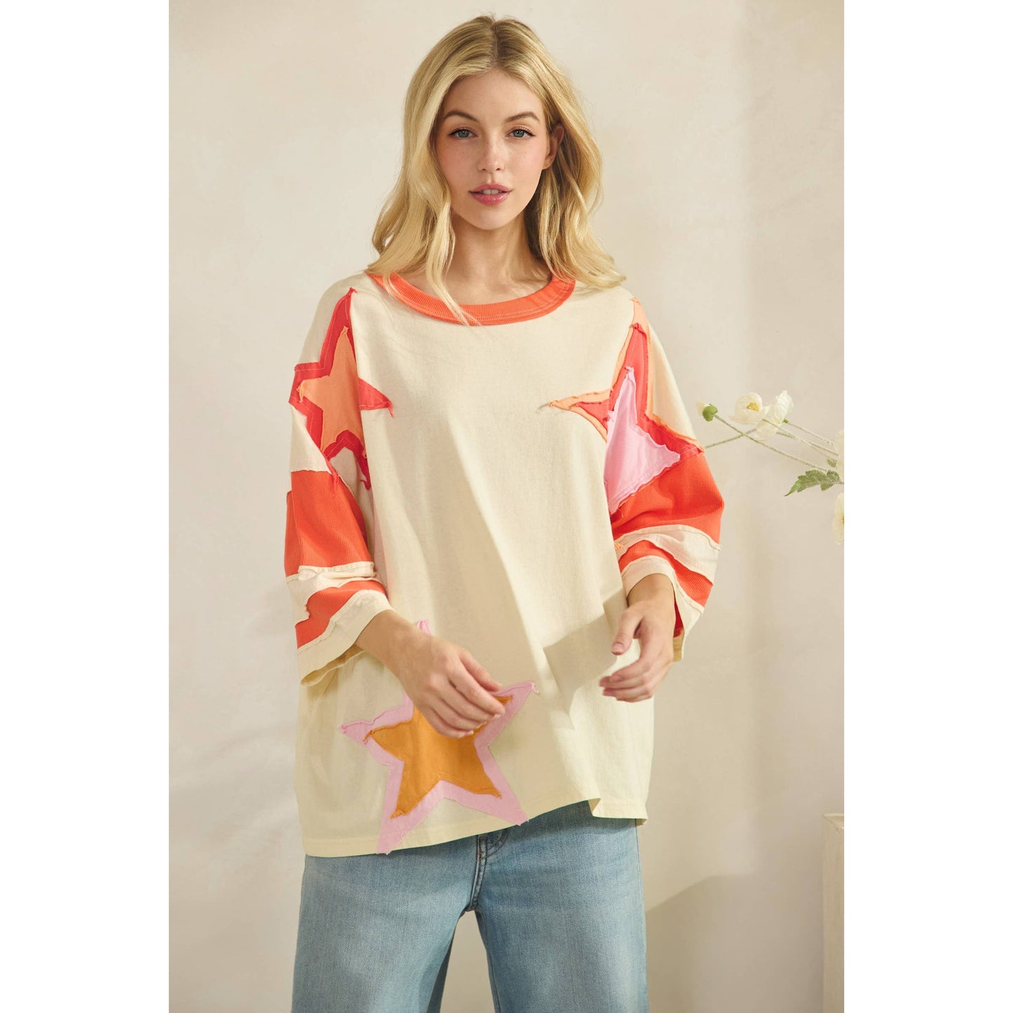 COLORBLOCK STAR PATCH APPLIQUE TOP (ST7725)