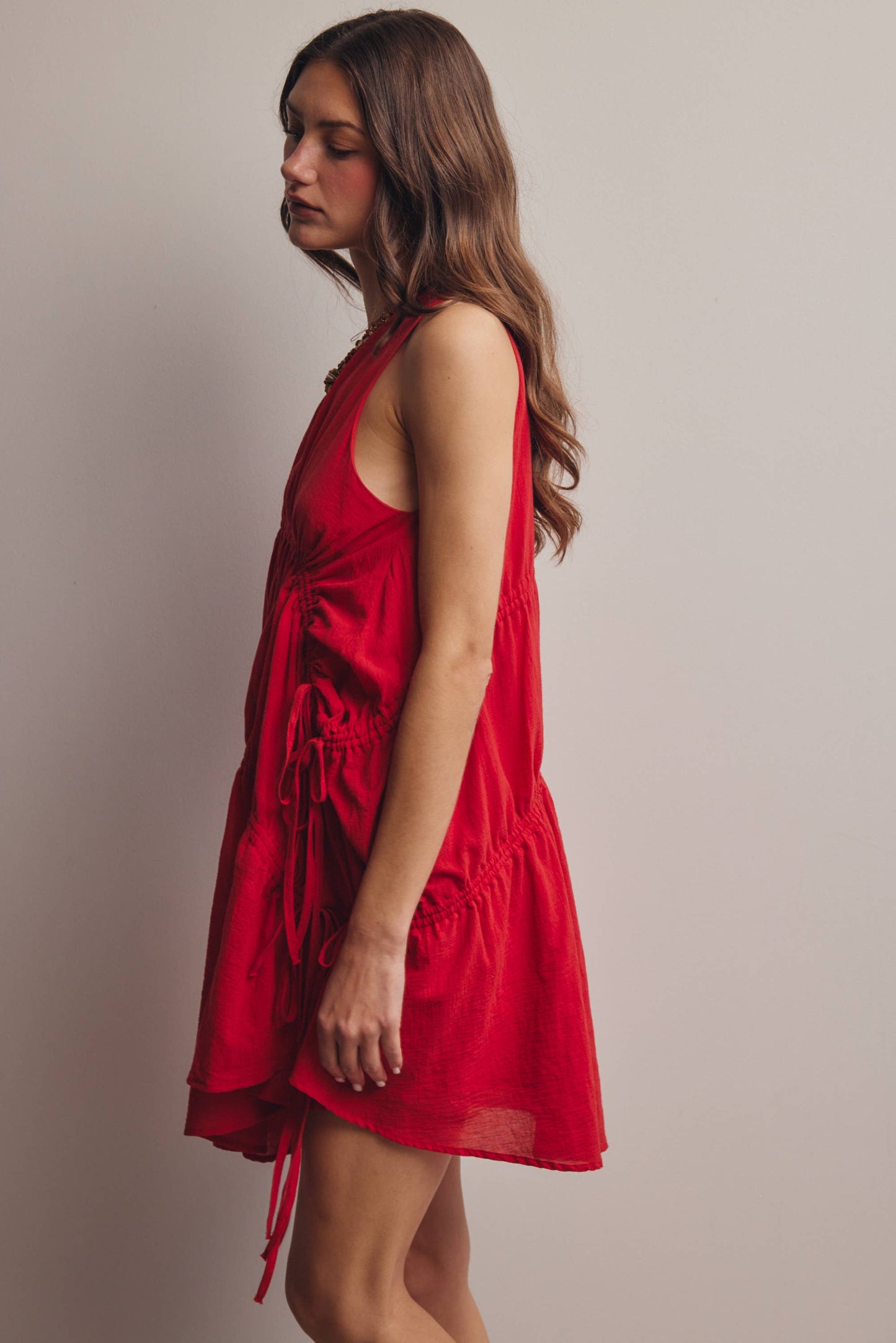 Forte - Ruched Tie-Detail Lined Mini Dress - 926 West