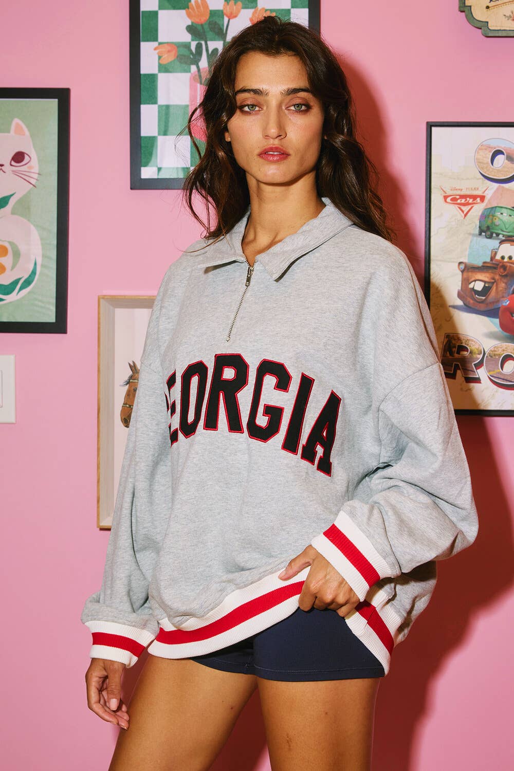 IT2686-GEORGIA 'GEORGIA' Stripe Elastic Banded Sweatshirt BUCKETLIST