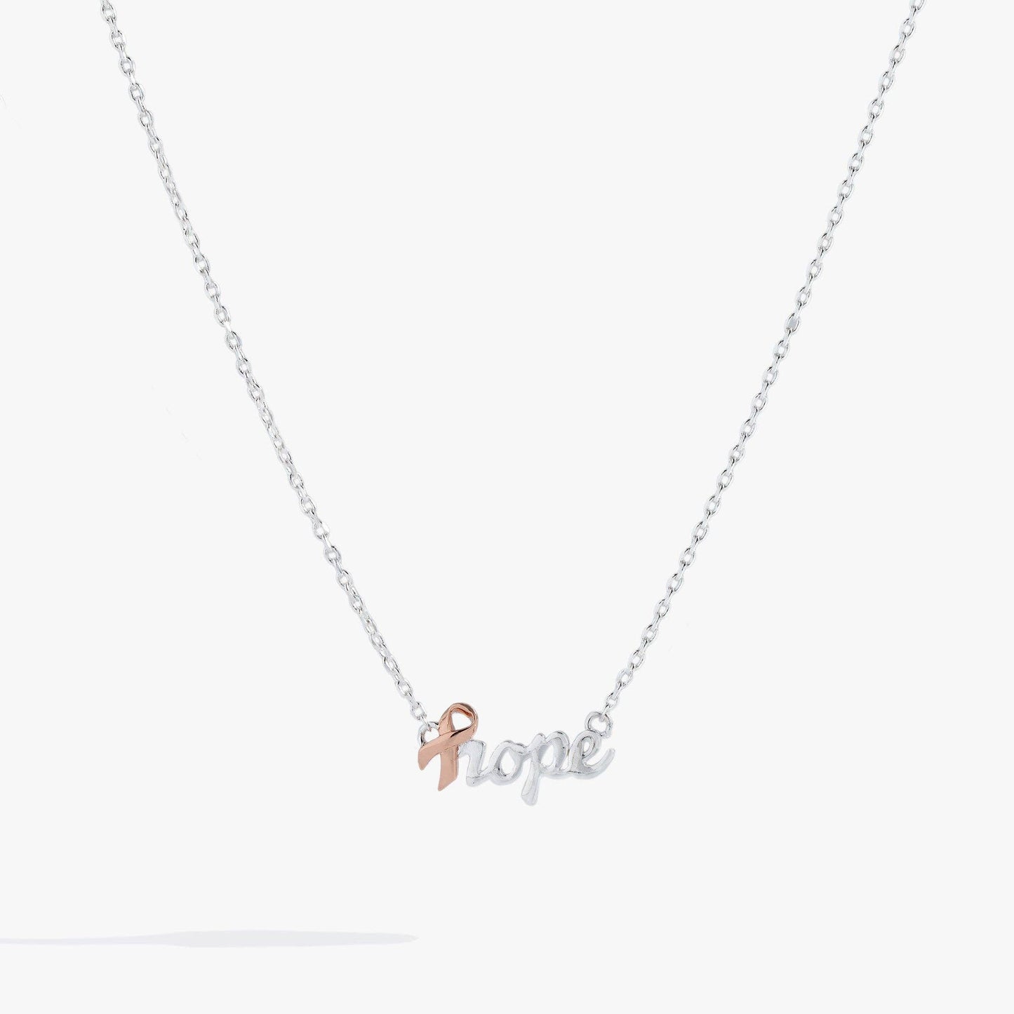 ALEX + ANI - 'Hope' Breast Cancer Awareness Pink Ribbon Necklace