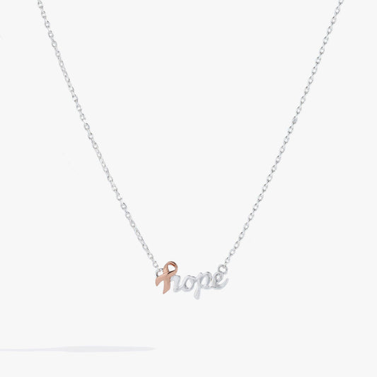 ALEX + ANI - 'Hope' Breast Cancer Awareness Pink Ribbon Necklace