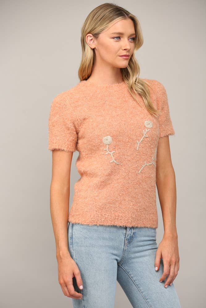 WHIMSICAL SHORT SLEEVE SWEATER