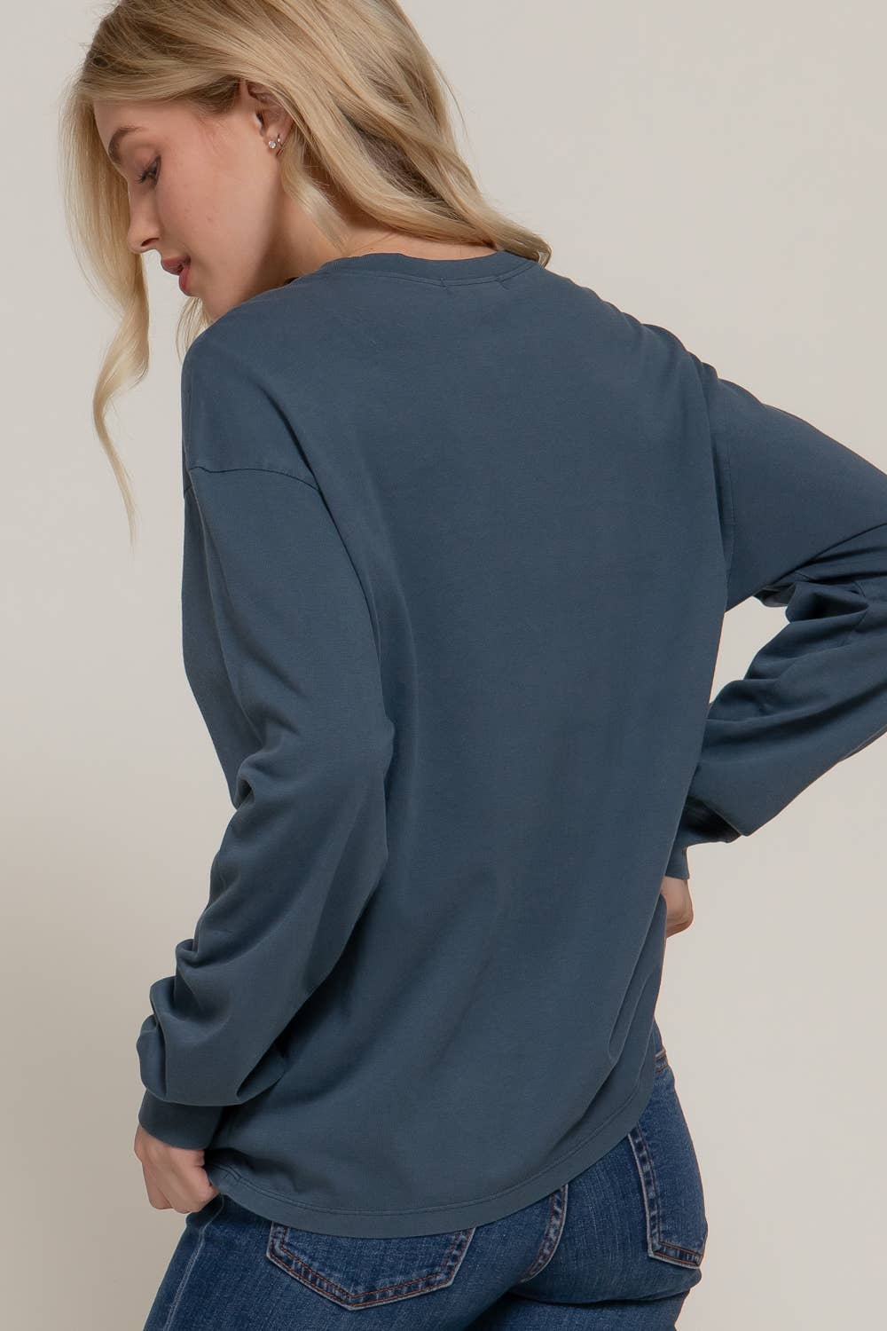 Long Sleeve Round Neck Garment Dye Tee Active Basic | Active USA