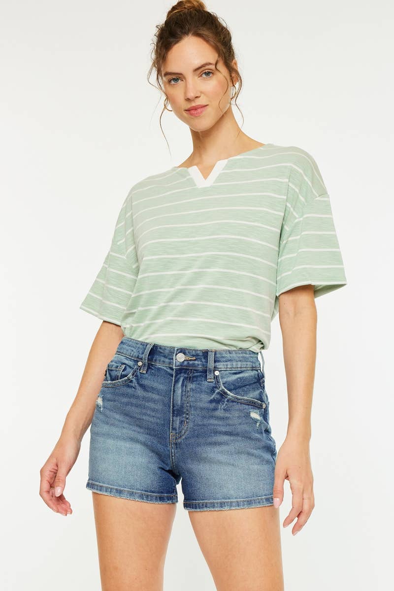 Ballota - HIGH RISE MOM SHORT MEDIUM WASH COMFORT STRETCH 926 WEST
