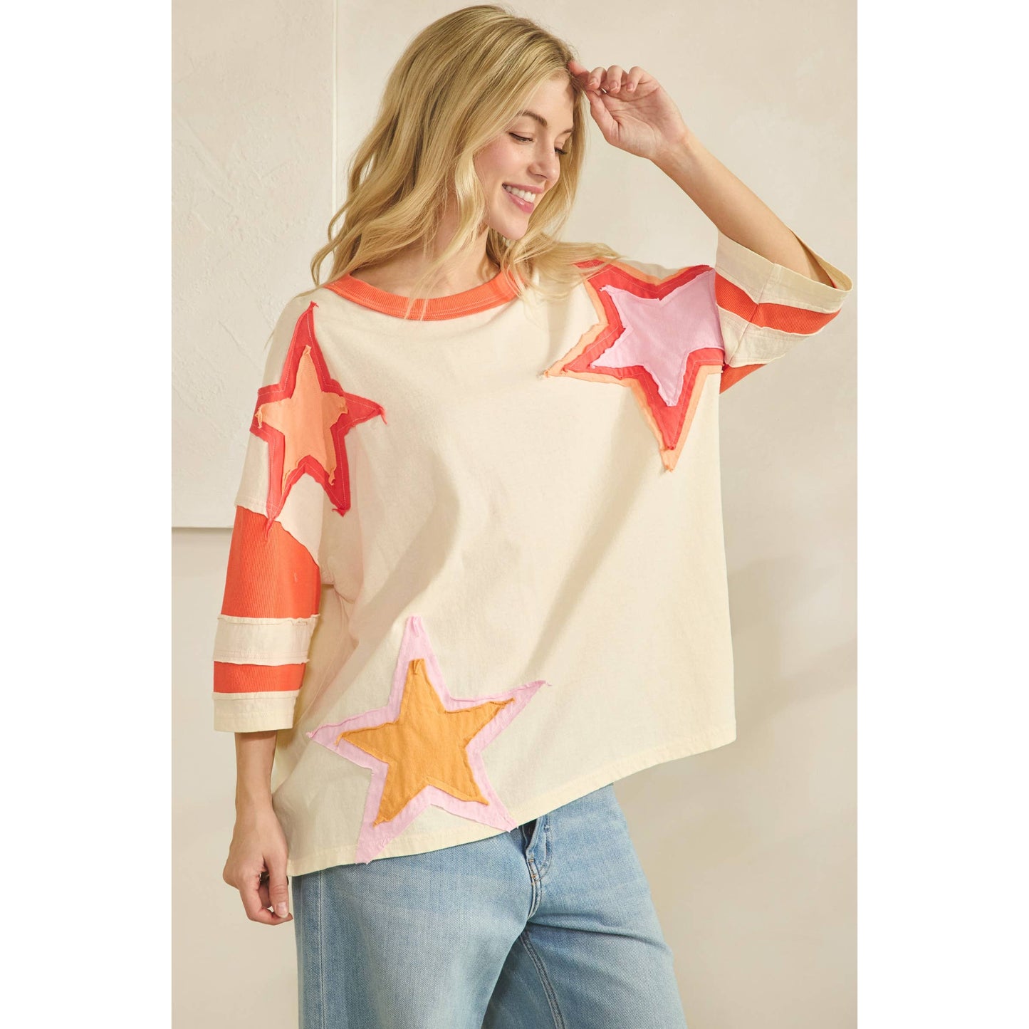 COLORBLOCK STAR PATCH APPLIQUE TOP (ST7725)