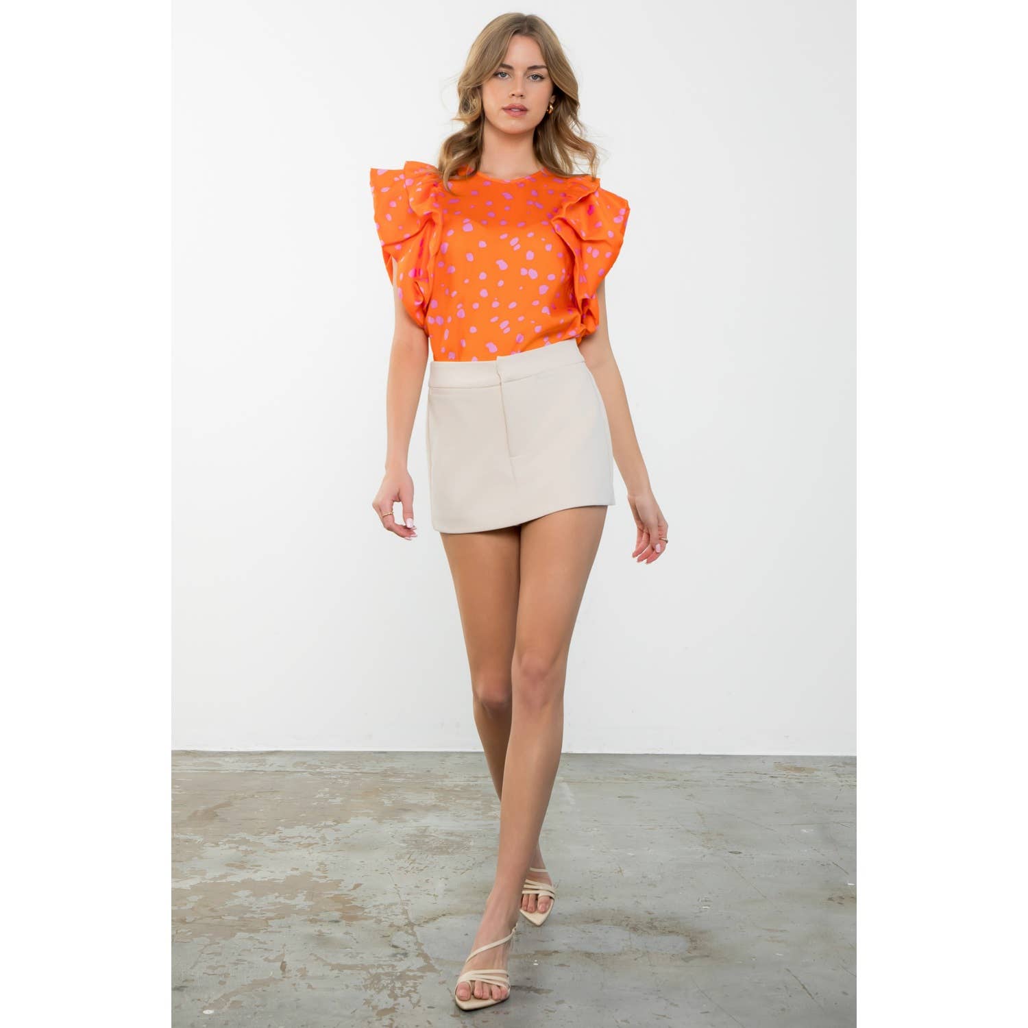 Flutter Sleeve Dotted Top 926 WEST