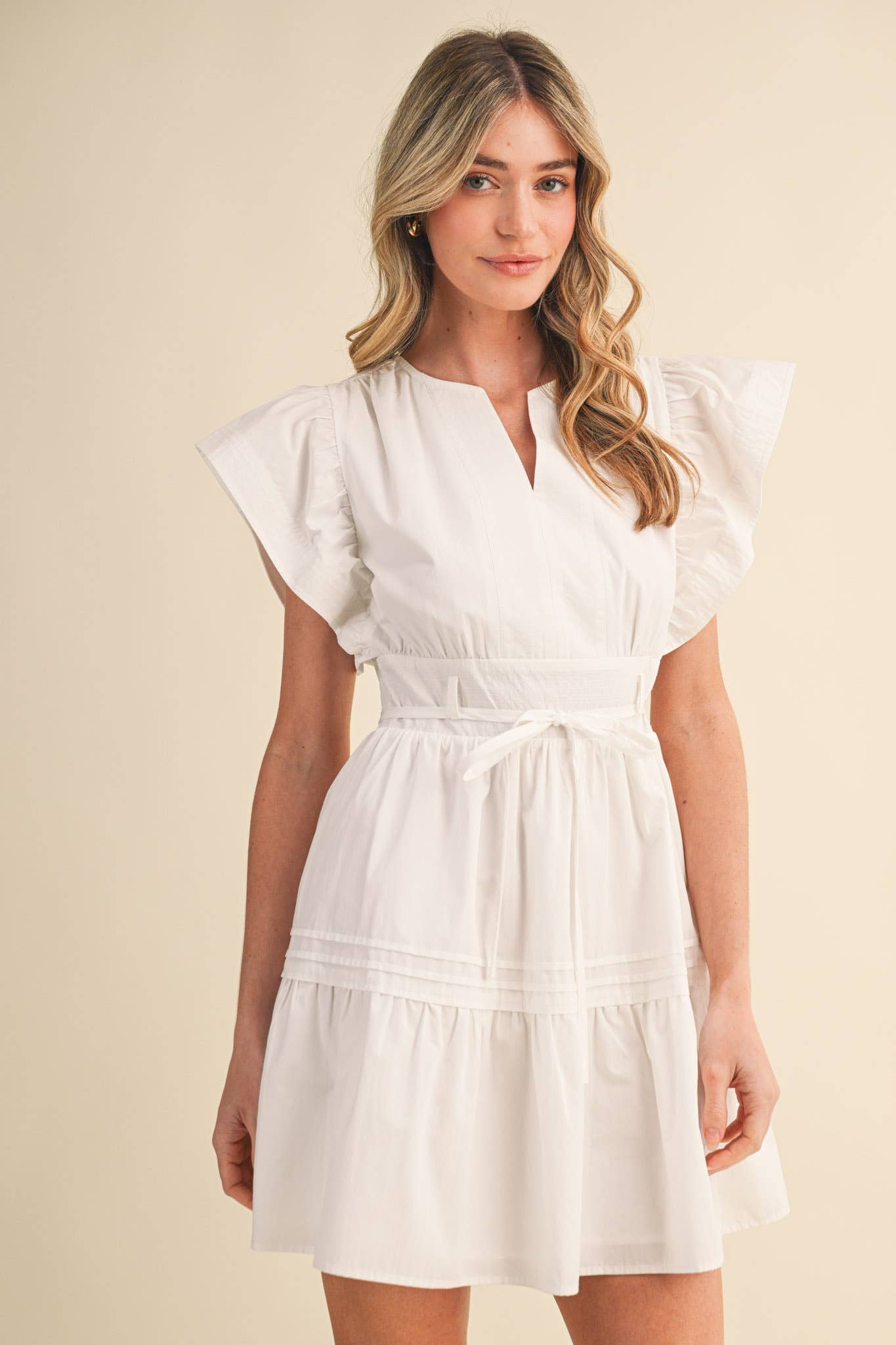 & MERCI EMBROIDERED SEAM PIN TUCK DETAIL MINI DRESS - 926 West