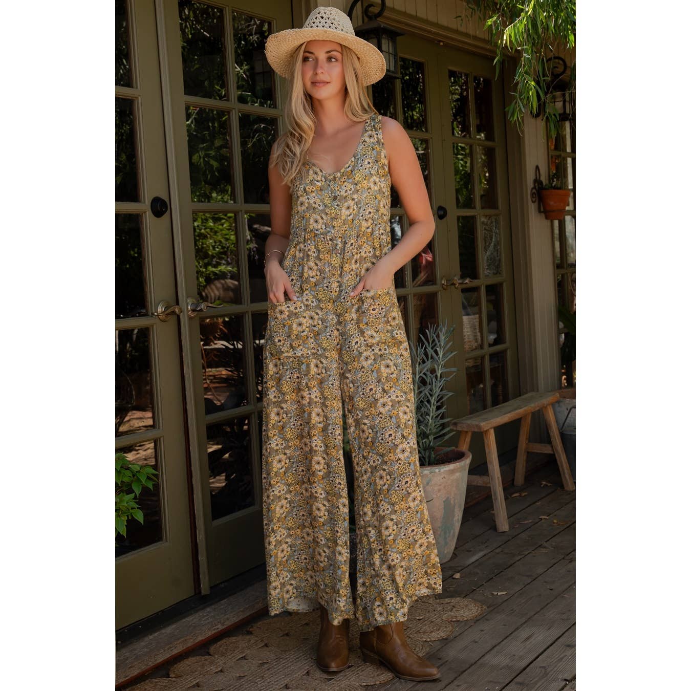 Sage + Fig - Boho Floral Wide-Leg Jumpsuit