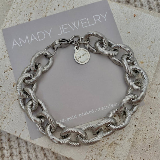 Cable Links Silver Chunky Bracelet stainless steel - 926 West