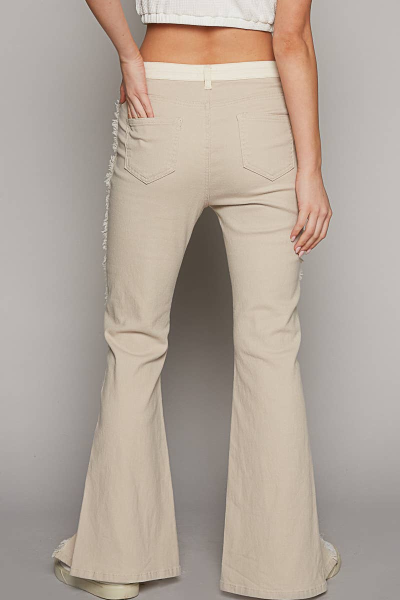 POL Stretchable frayed seam edge slit wide pants Pol Clothing