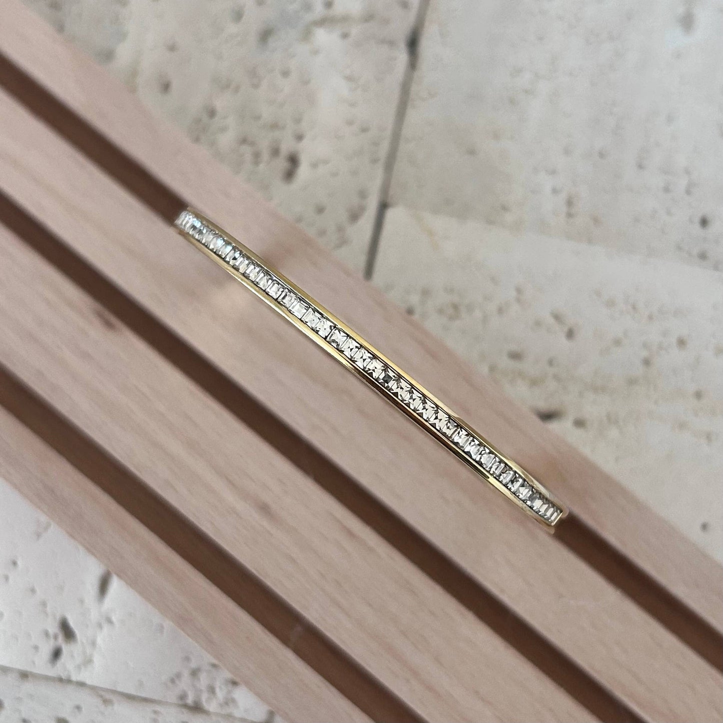Tennis Bangle Bracelet 18K Gold Plated over stainless steel