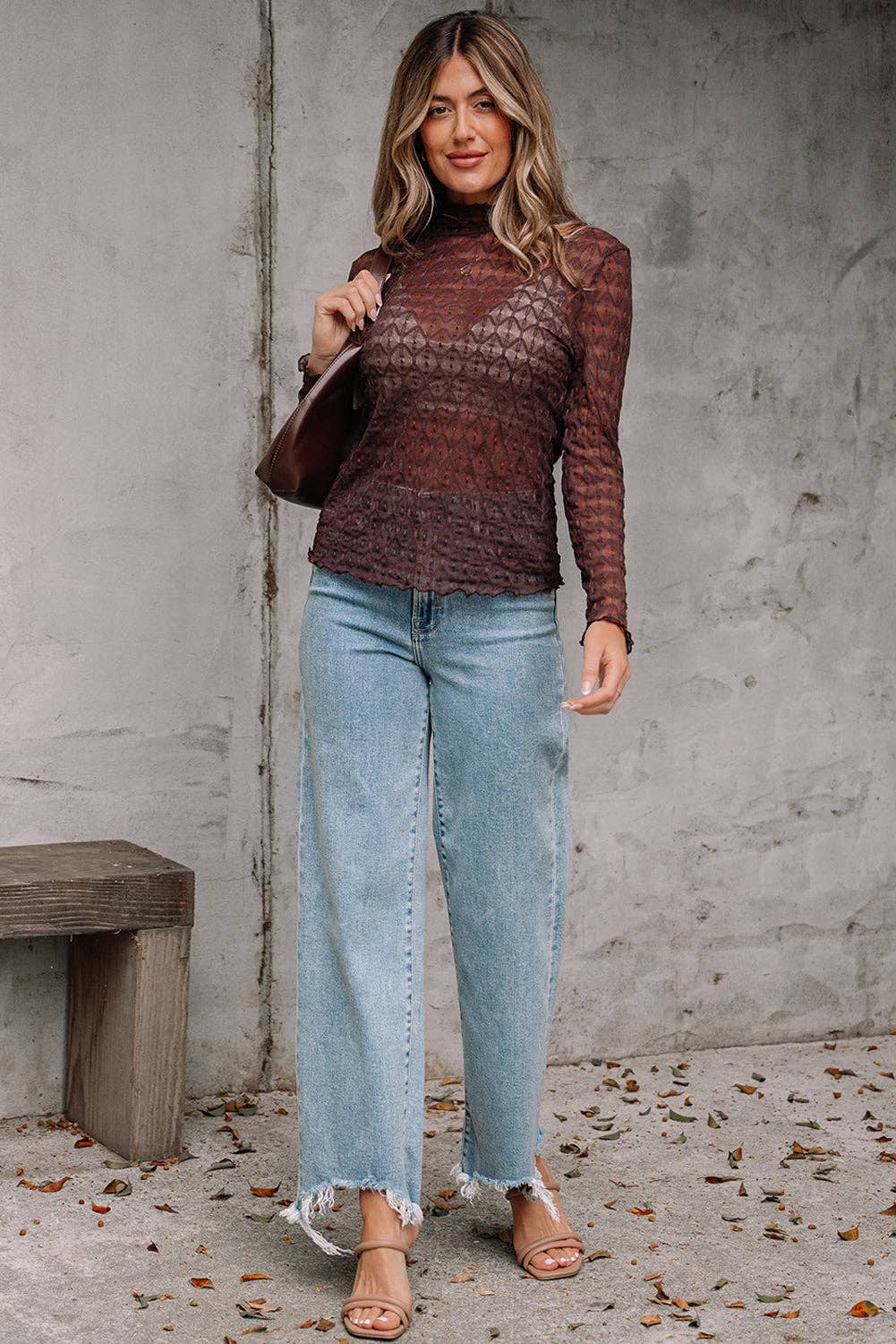Sheer Mesh Long Sleeve Fall Top LALA LOO
