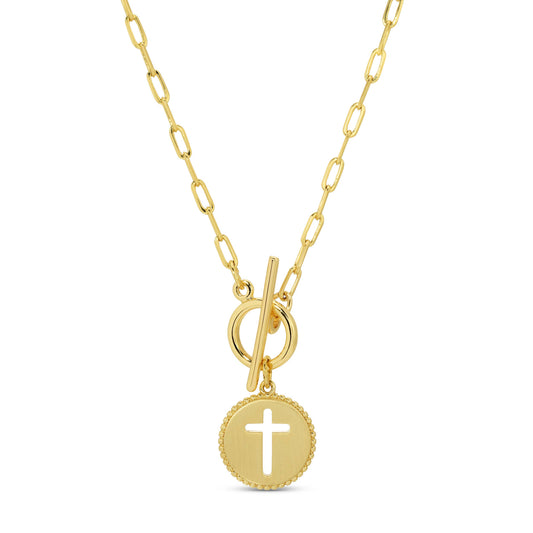 Splendid Iris - Cross Paperclip Toggle Necklace - 926 West