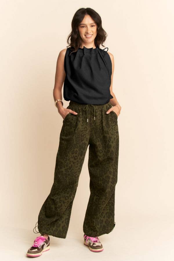 SOLID SLEEVELESS COWL NECK TIE DETAIL TOP