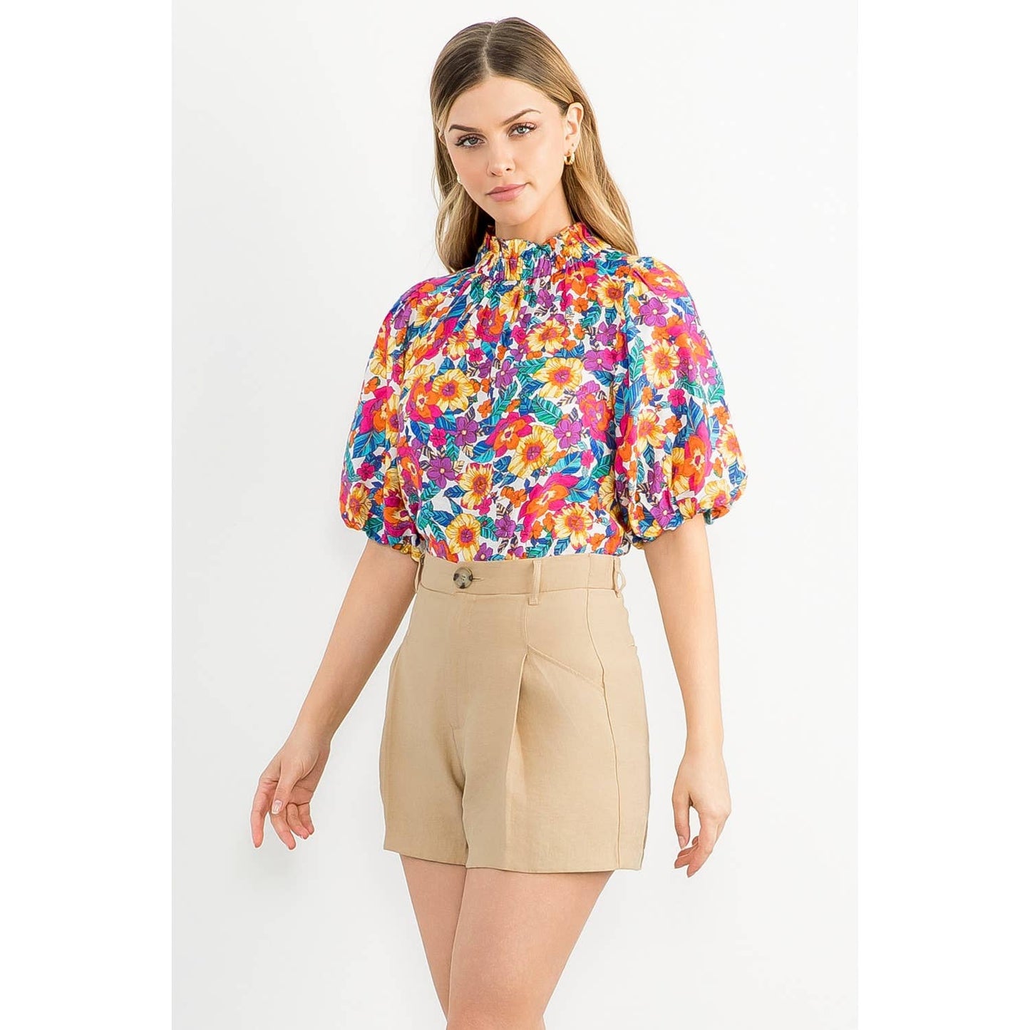 Puff Sleeve Floral Top THML