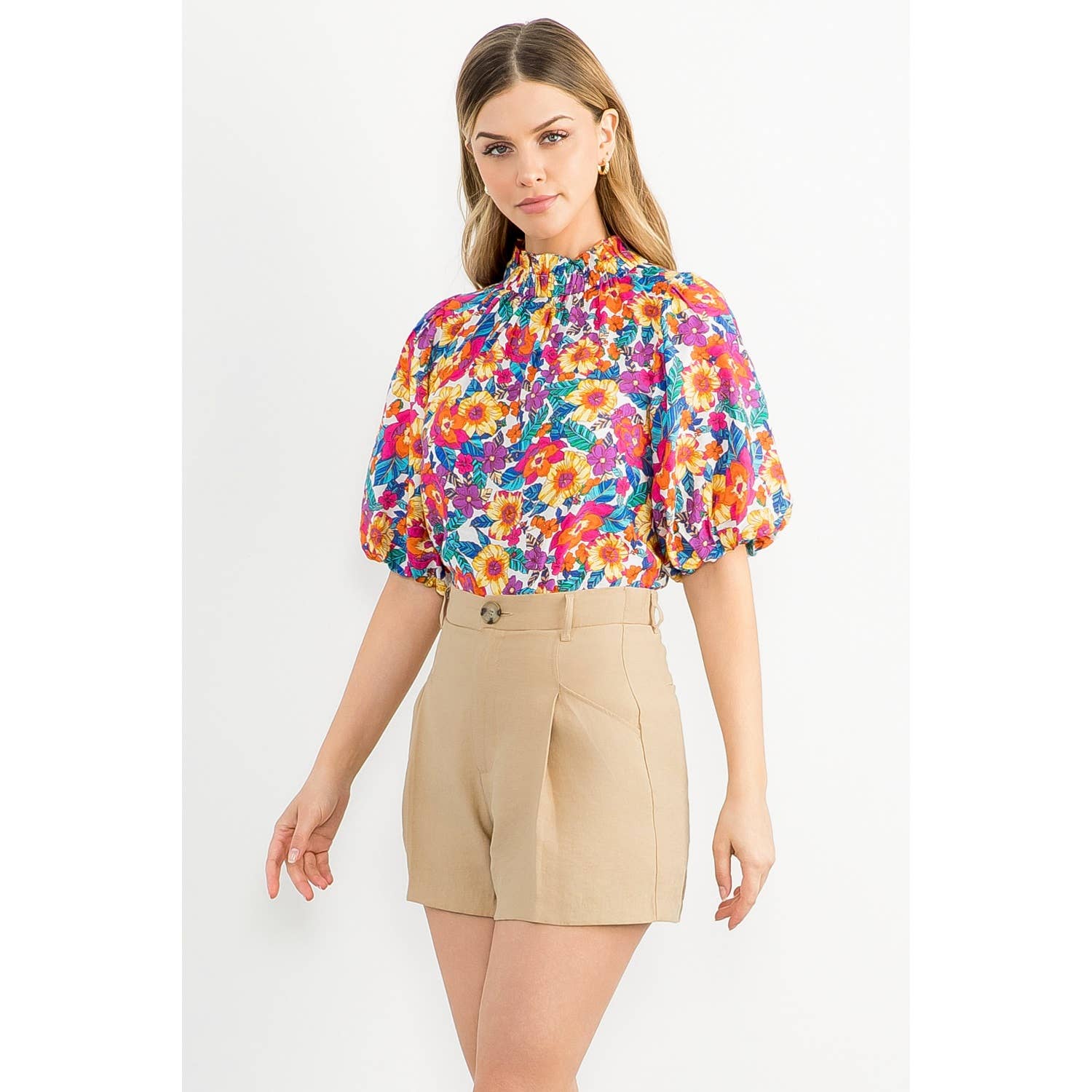 Puff Sleeve Floral Top THML