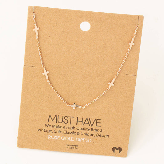 Dainty Cross Station Necklace Fame Accessories