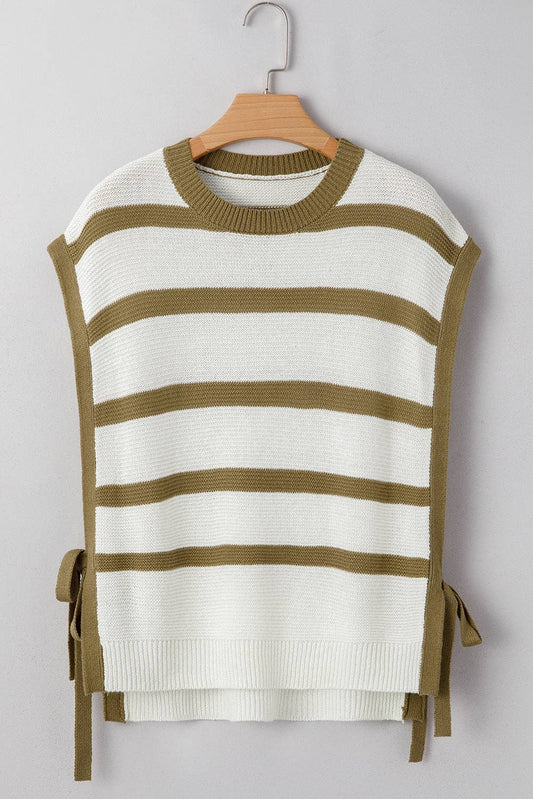 FINAL SALE- Stripe Tie Side Summer Sweater Top 926 WEST