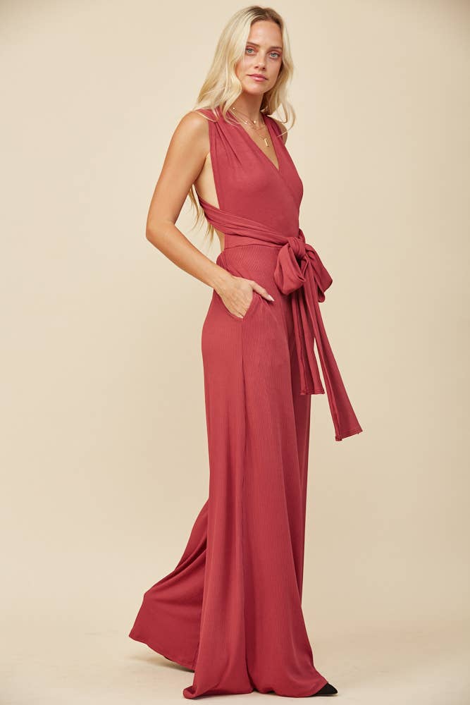 BOHO RIBBED MAGIC MULTIWEAR JUMPSUIT - MARSALA 926 WEST